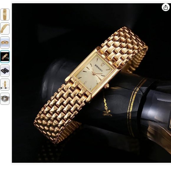 BERNY Gold Watch Quartz Wrist Stainless Steel Band Watch - Picture 5 of 6